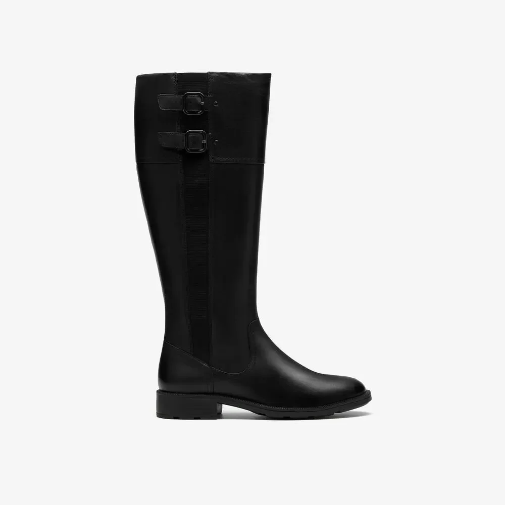 Clarks Women's Adalynn Hope Black Leather Boots Size 8.5 MSRP $180